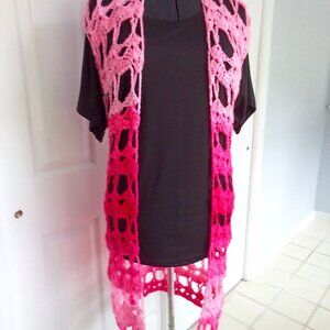 Hand Crafted Cover-up/Vest, Size S/M, Color Pink.